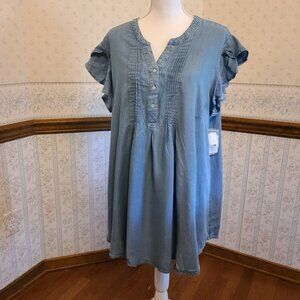 TIME AND TRU MATERNITY 2XL PINTUCK BLUE DENIM